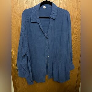 Old Navy Blue Linen Button Down Shirt